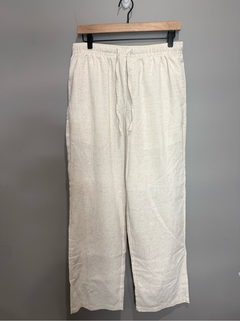 COOFANDY Men’s Linen Blend Drawstring Pants Cream Size M Relaxed